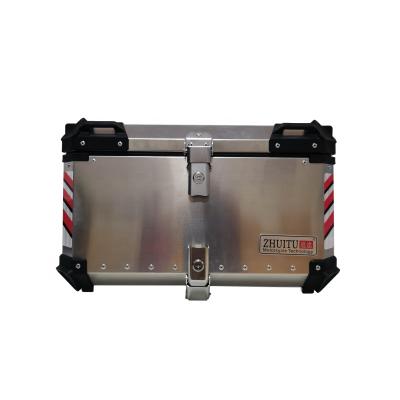 China Waterproof Silver Aluminum Box Motorcycle Top Box 65L Motorcycle Luggage Box Motorcycle Aluminum for sale