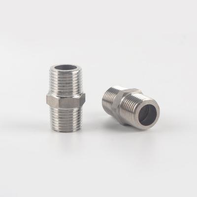 China Pipe Lines Connect stainless steel 201 304 pipe fitting SUS male threads hex nipple joint water plumbing pipe extension fitting equal nipple for sale