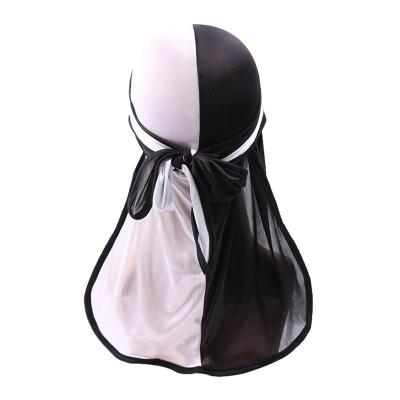 China Silky Hair Accessories Headband Headwear Durag Wave Cap Turban Wrap Head Men's Extra Long Durag Tail Durag for sale