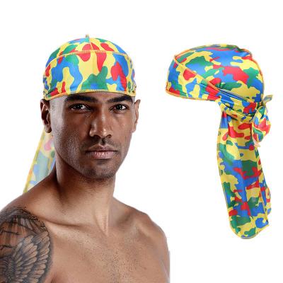 China Wholesale Designer Head Wrap Camouflage Printing Durag Polyester Bandana for Men and Women Wave Straps Headwrap Long Do Cloth for sale