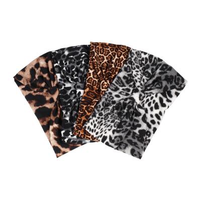 China Outdoor Cotton Leopard Print Sports Wholesale Designer Elastic Wide Turban Headband Headwrap for sale