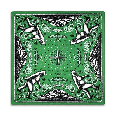 China New Design Multifunctional 100% Cotton 22x22inches Green Square Bandanas Heads And Neck Tie Scarves For Outdoor Sports for sale