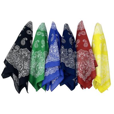 China Outdoor Activities Wholesale Bandana Factory Directly Supply 100% Cotton Double Side Square Customized Print Headwear Paisley Bandana for sale