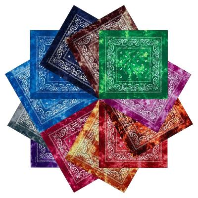 China 100% Cotton Traditional 100% Cotton Paisley Tie Dye Bandana 12 Colors Headband Scarf For Men And Women 22*22in for sale