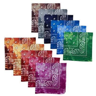 China Wholesale 100% Cotton 100% Cotton Double Sided Print Cowboy Head Scarf Tie Dye Paisley Pattern Square Bandanas 12 Packs for sale