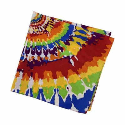 China Outdoor Activities Customized Factory Supply Rainbow Tie Dye Bandana Scarf Custom Logo Cotton Gay Pride Bandanas Square Factory Directly for sale