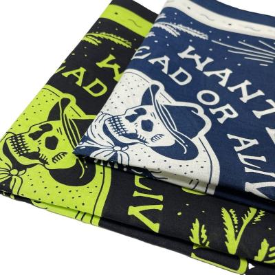 China Multifunctional 55*55CM 100% Cotton Custom Printed Black Navy Skull Bandanas for sale