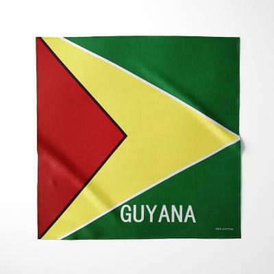 China Hot Trendy 55*55CM Guyana Country Flag Printed Headwear 100% Cotton Face Cover Bandana for sale