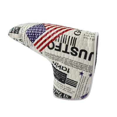 China Protect Golf Clubs Golf Club Headcovers Moon Waterproof Club Blade PU USA Flag Printed Magnet Head Cover for sale