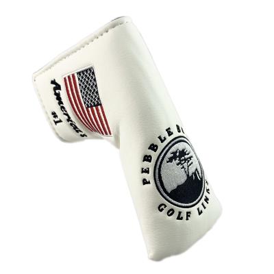 China Protect Golf Clubs Golf Headcover Golf Putter Clubs Blade Pinaster PCB Headcover Putter Cover Waterproof White PU Golf for sale