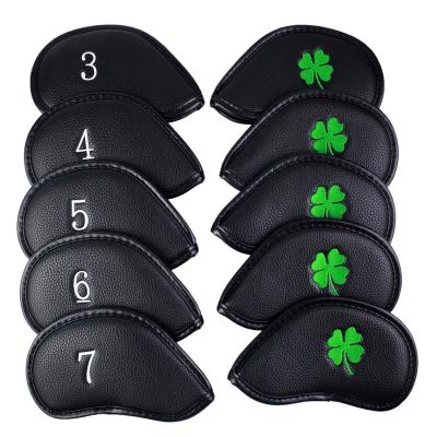 China Protect Golf Clubs Golf Club Headcovers Iron Cover NRC 10pcs/set Clovers PU Leather To Protect for sale