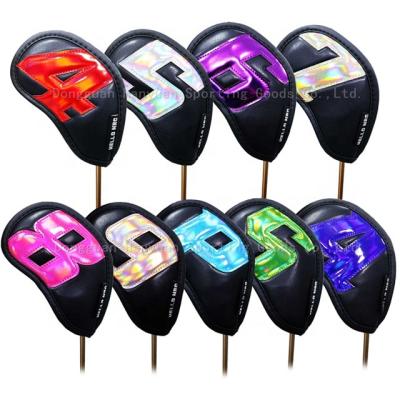 China Protect Golf Clubs Golf Club Headcovers Iron Cover HELLO NRC 9pcs/set PU Leather To Protect for sale