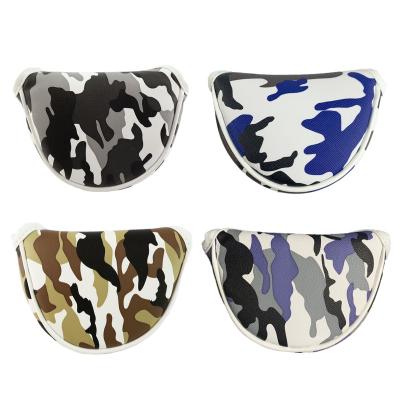 China Protect Golf Clubs Golf Club Headcovers Moon Club Mallet PCM Camouflage Camouflage PU Leather Small Round for sale