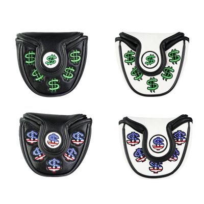 China Protect Custom Wholesale PU Leather Semicircle National Flag Golf Clubs Dollars White Magnetic Clubs Mallet Putter Headcover Golf Clubs for sale