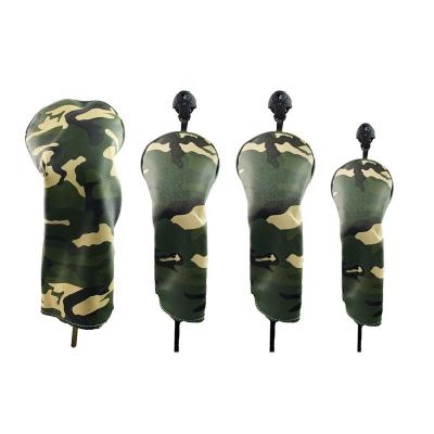 China Protect Golf Clubs Golf Club Headcovers Driver Fairway Wood Hybrid UT Camouflage PU Leather Club Cover Protect Custom Green 135UT Nylon for sale