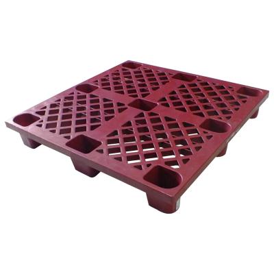 China Single Faced 1100 * 1100 * 140 mm Economic Light Duty Disposable Plastic Pallet Grid Black 9 Legs For One Way Export for sale