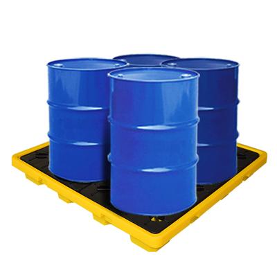 China Suitable for oil drum low profile high capacity 150L 4 drum oil spill containment pallet for sale