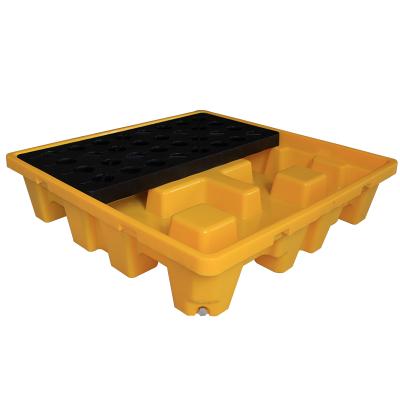 China Suitable For Plastic Oil Drum 4 Drum Safe Storage Spill Containment Pallet for sale