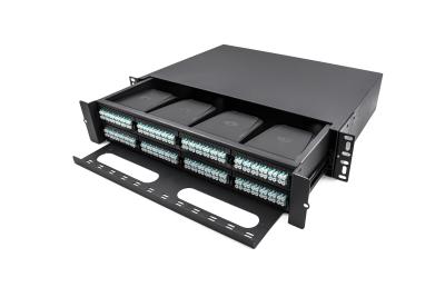 China 19 Inch 2U 96 Fiber MPO MTP ODF Fiber Optic Patch Panel Cabinet Slide Drawer Type for sale