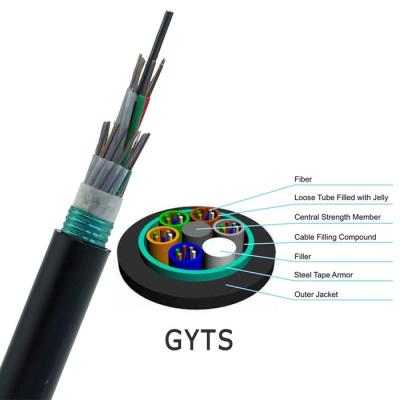 China Cable de fibra óptica de MDPE de la chaqueta GYTS 96 de la base del conducto al aire libre negro del cable de fribra óptica en venta