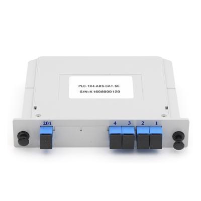 China Single Mode SC UPC FTTx  Fiber PLC Splitter 1X4 Cassette Plug In Type for sale