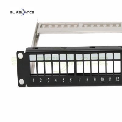 China Blank FTP Keystone Jack Patch Panel Cat5e Cat6 Cat6a Patch Panel 24 Port for sale