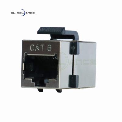 China Female To Female Shielded CAT6 RJ45 Keystone Jack Inline Coupler 180 Degree Toolless for sale