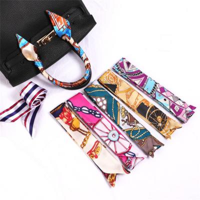 China Factory Wholesale Designer Long Hijab Hair Scarf Ladies Handbag Satin Women Polyester Neckscarf Custom Scarf Ribbon Silk Scarves for sale