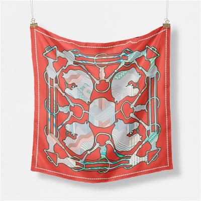 China A159 Square Wholesale 53cm*53cm Horse Head Chain High Quality Custom Printed Square Scarf 53cm*53cm Silk Shawl For Women for sale