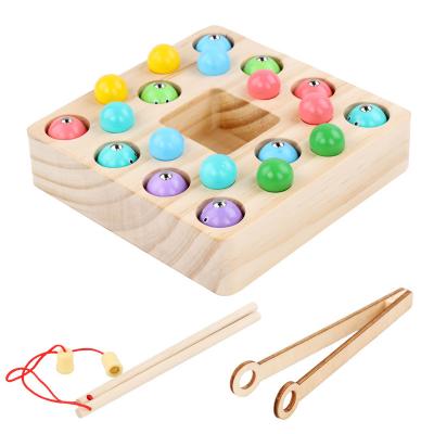 China Kids Gift Training Clip Beads Educational Toy Early Educational Toys Board Wooden Magnetic Fishing Toys for sale