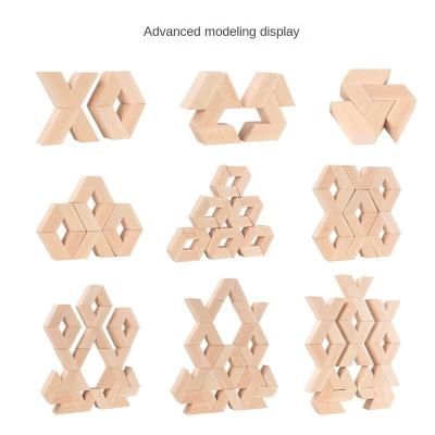 China Large Building Blocks 3D V Shape Building Blocks Toy 16pcs Natural Wooden Toys Baby Unpaint Educational Stacking Blocks Wooden Stacking Blocks for sale