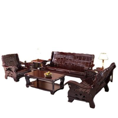 China (Size) Chinese Solid Wood Furniture Family Sofa Combination Suit Living Room Set Classic Split Type Wood Sofa Set 1+2+3 Sets for sale