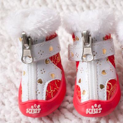 China New Sustainable Autumn Winter Pet Waterproof PU Sneakers Dog Puppy Shoes Small And Medium Sized Dog Shoes Pet Supplies for sale