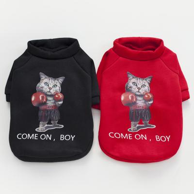 China New Kid Dog Hoodie Solid Color Thickening Puppy Sweater Dog Viable Boxing Warm Keeping Clothes for sale