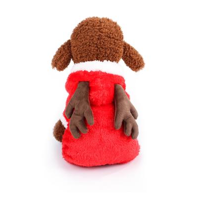 China Sustainable Warehouse Christmas Pet Clothes Winter Coral Velvet Dog Clothes Warm Carton Puppy Coats Supplies for sale