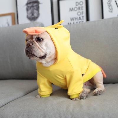 China Viable Cute Dog Spring Clothes For Hooded Pet Supplies Jacket Duck Pet Morph Puppy Clothing Small Dog Two Feet Soft Cotton for sale