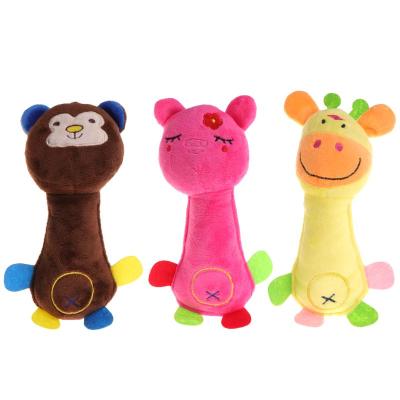 China Funny Stuffed Soft Stuffed Cute Squeaky Stuffed Plush Toy Cute Squeaky Healthy Stuffed Animal Pig Monkey Deer Pet Chew Bite Toys for sale