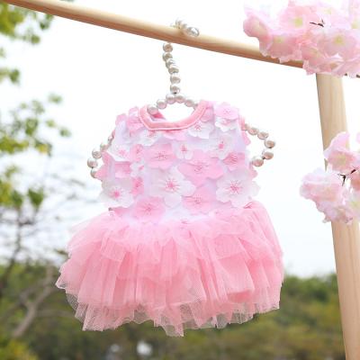 China Viable Wholesale Dog Skirt Bear Peach Blossom Skirt Cotton Clothes Spring Summer Pet Clothes Teddy for sale