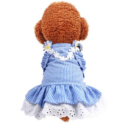 China 2021 Viable Princess Floral Lace Dog Dresses For Small Yorkie Shih Tzu Hawaiian Dogs Summer Sweet Puppy Skirt for sale