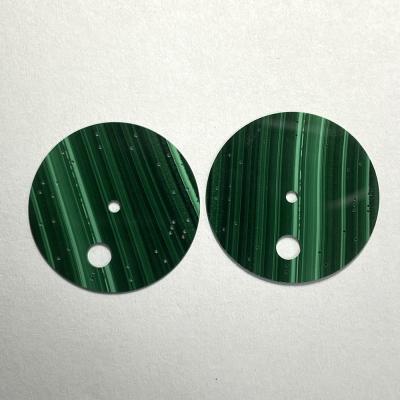 China Dichroism / HQ GEMS 33.5mmx0.4mm AAA Quality Dichroic Coins Round Malachite Custom Watch Dial for sale