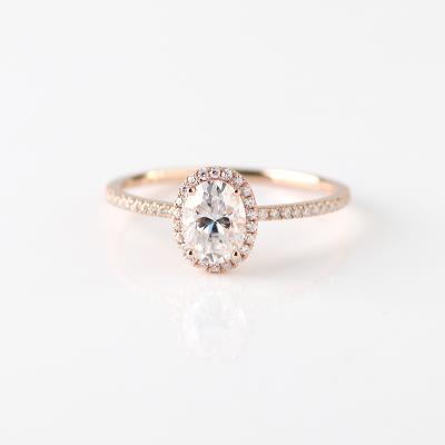 China CLASSIC GEMS 18K Rose Solid Gold of HQ 1 G Oval Cut VS2 100% Carat Natural Original Diamond Engagement Ring for sale