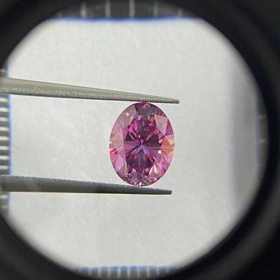 China Color Game Or Fire HQ GEMS Shape Diamond 5 Carat 8x12mm Fancy Pink VVS1 Fancy Pink Moissanite Price Per Carat for sale