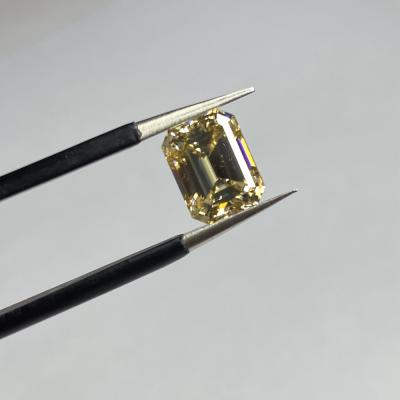 China Color Play or Fire Emerald Cut 10*14mm Large Yellow Fancy Diamond Stone Synthetic Moissanite Moissanite for sale