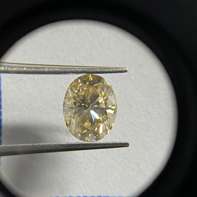 China Color play or fire 5*7mm oval cut yellow moissanite gemstone with GRA certificate for sale