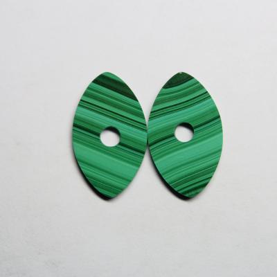 China Malachite Marquis Shape Dichroic Natural Double Dichroism / Flat With Hole Natural Malachite Thin Sheet for sale