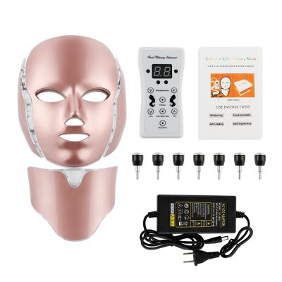 China Skin Tightening 7 Color Electric Facial Therapy Skin Colored Led Light Up Beauty Mask With Neck Mask for sale