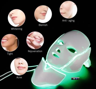 China Skin Tightening 7 Colors LED Light Face Mask With Neck Skin Rejuvenation Face Care Treatment Beauty Acne Therapy Anti Whitening Skin Tighten for sale