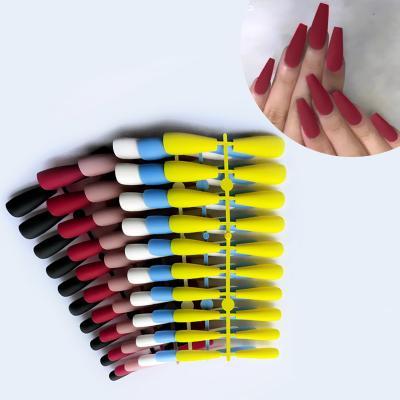 China Easy Apply 24pcs/strip Coffin False Nails Finger Tips Artificial Fake Nails ABS Press On Nails Art for sale