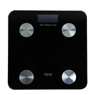 China Tempered Glass +Aluminum+ ABS Plastic Body Fat Scale Connect On Mobile APP Digital Electronic Weighing Scale Bathroom Scale Black for sale