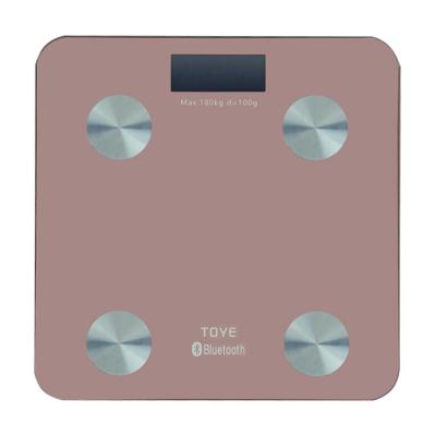 China Tempered Glass +Aluminum+ABS Plastic Body Fat Scale BMI Scale Electronic Digital Electronic Bathroom Scale Pink for sale